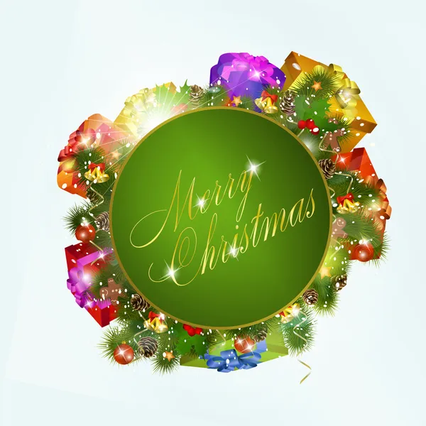Joyeux Noël carte de voeux avec des boîtes-cadeaux — Image vectorielle