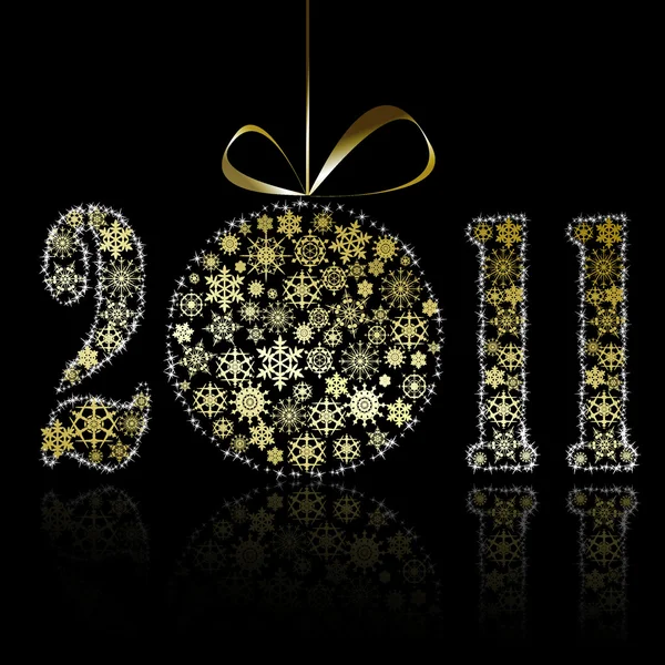 Nouveau symbole de l'année 2011 en or flocons de neige — Image vectorielle