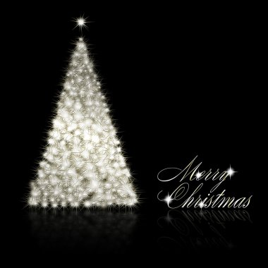 Silver Christmas tree on black background clipart