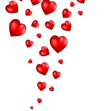 Abstract flying red hearts background clipart