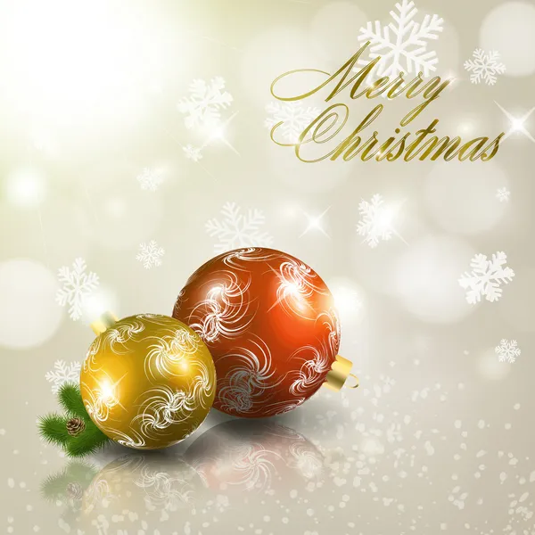 明るい灰色の背景に赤と金のクリスマス ボール ベクトル Eps10 — ストックベクタ
