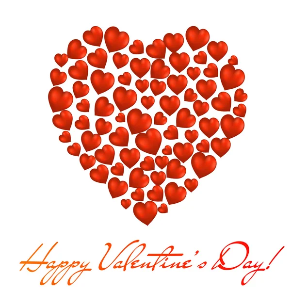 Abstracte hart gemaakt van rode harten op witte achtergrond. Valentine — Stockvector