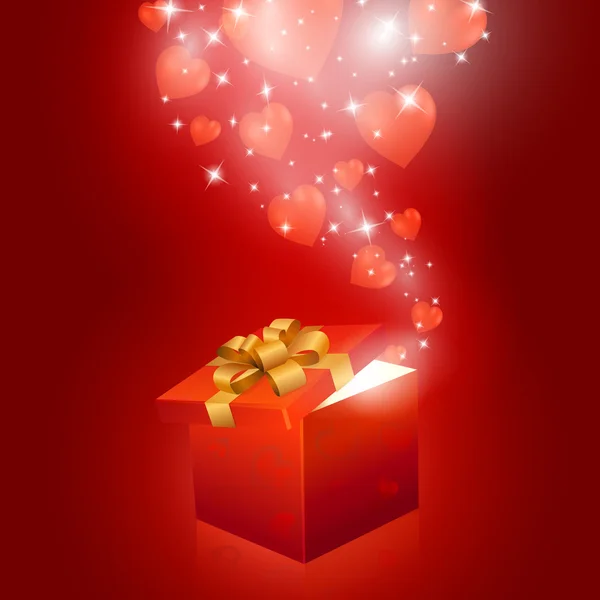 Valentine Day Gift Box Hearts Vector Eps10 Illustration — Stock Vector
