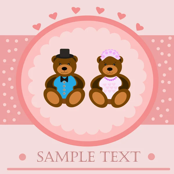 Valentine Bears Greeting Card Vector Eps10 Illustration — Stock Vector