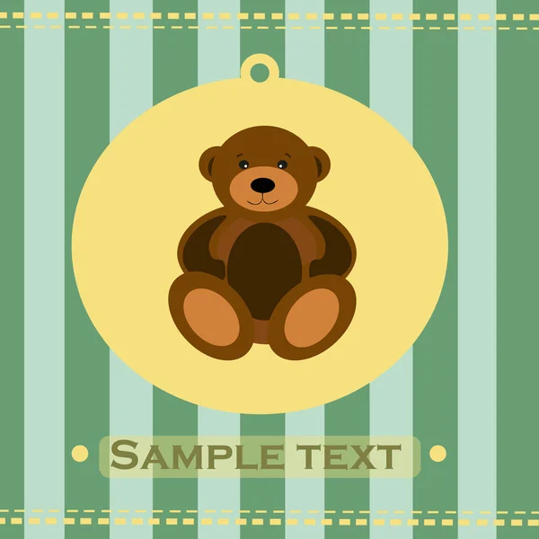Baby greeting card with bear — Stock Vector