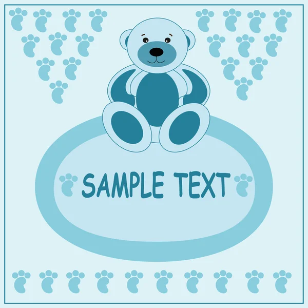 Light Blue Greeting Card Bear Vector Eps10 Illustration — Stock Vector