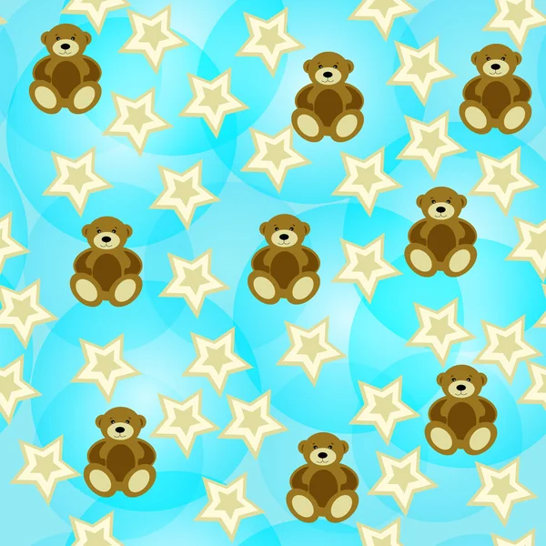 Bezaubernde Nahtlose Hintergrund Mit Teddybären Und Sternen Vektor Eps10 Abbildung — Stockvektor