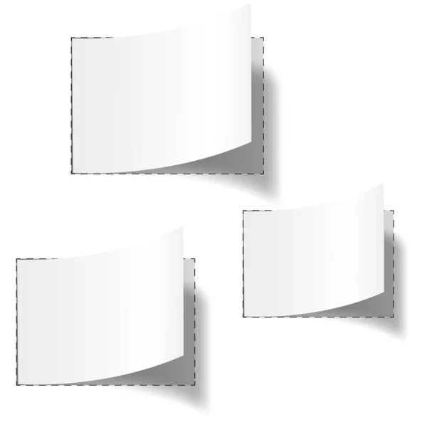 Set de tres etiquetas blancas en blanco — Archivo Imágenes Vectoriales