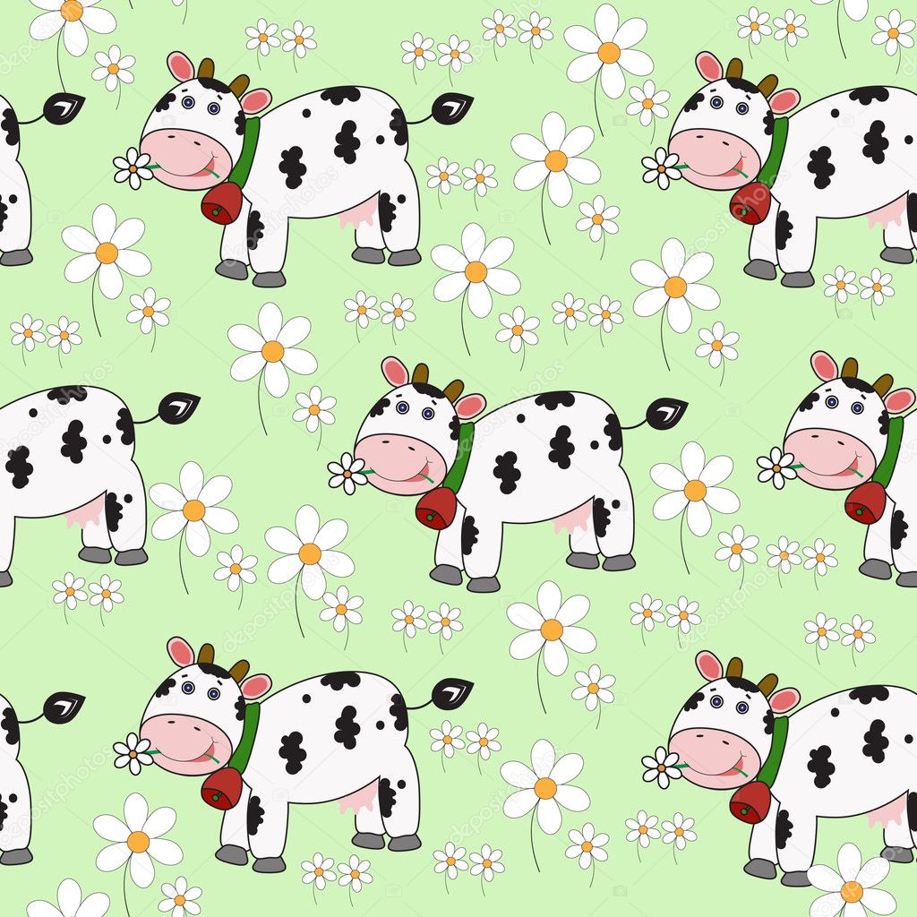 Seamless background with funny cow Stock Vector Image by ©L_amica #5012764