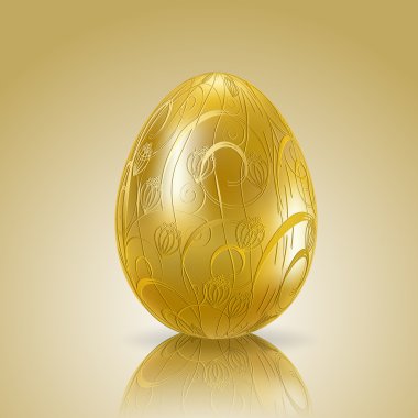 Golden easter egg with floral ornamen clipart