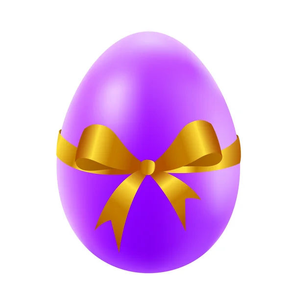 Uovo di Pasqua con fiocco dorato e nastro — Vettoriale Stock
