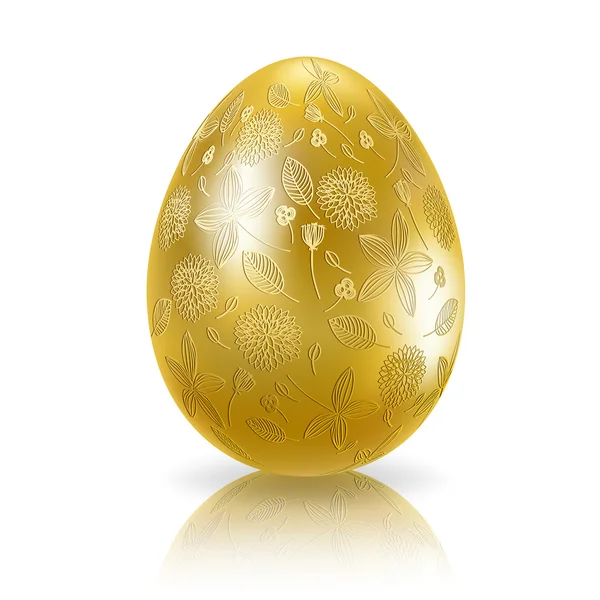 Золоте пасхальне яйце з квітковим орнаментом — стоковий вектор