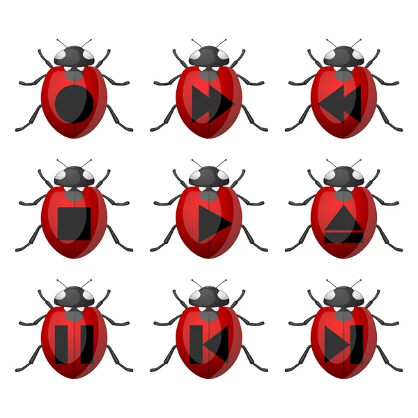 Boutons joueur Ladybird — Image vectorielle