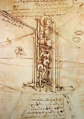 Leonardo's Da Vinci engineering drawing clipart