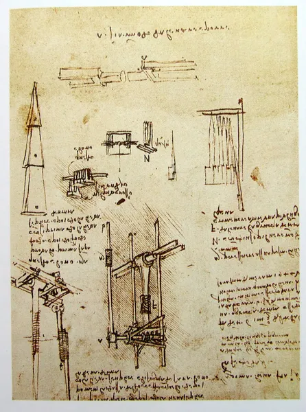 莱昂纳多的达芬奇工程制图 — 图库照片