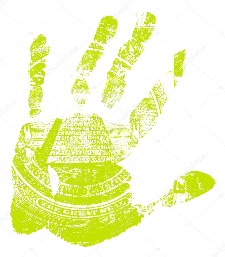 :Human hand with US dollar marks