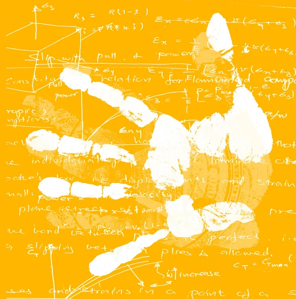 Hand print met wiskunde — Stockfoto