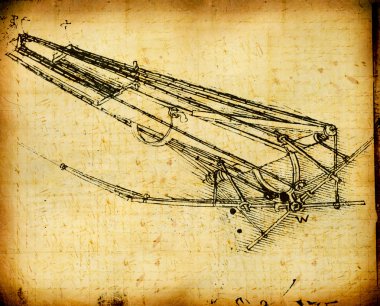 Leonardo's Da Vinci engineering & Anatomy drawing clipart