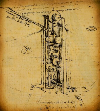Leonardo's Da Vinci engineering & Anatomy drawing clipart