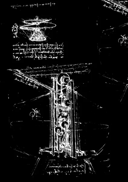 Του Leonardo Da Vinci μηχανολογικό σχέδιο — Φωτογραφία Αρχείου