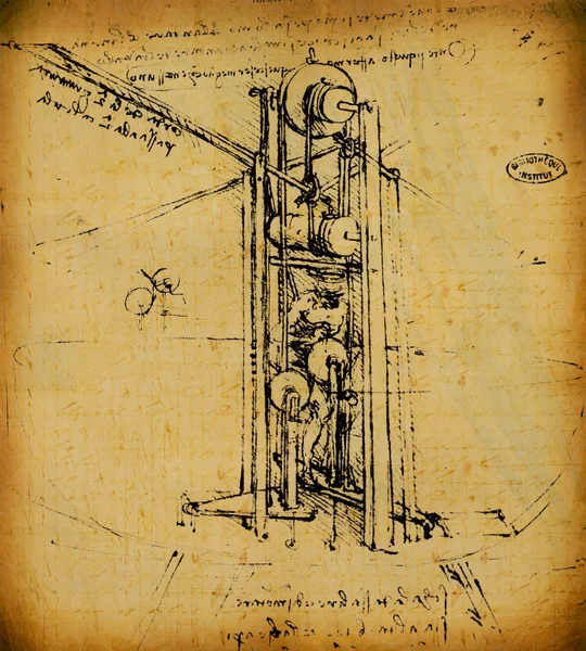 Leonardo barátait Da Vinci mérnöki & anatómia rajz — Stock Fotó