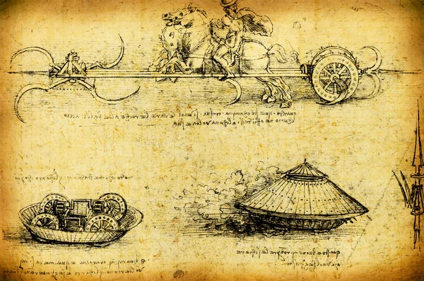 Leonardo'nın Da Vinci Mühendislik Çizim — Stok fotoğraf