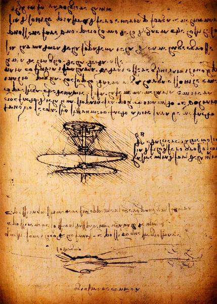 Του Leonardo Da Vinci μηχανολογικό σχέδιο — Φωτογραφία Αρχείου