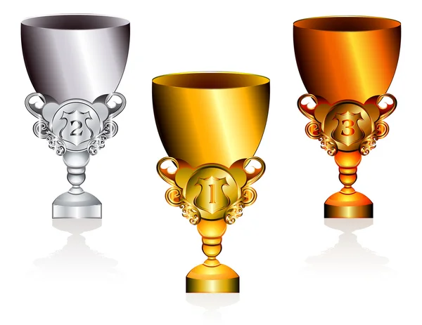 Set van drie trofee kopjes — Stockvector