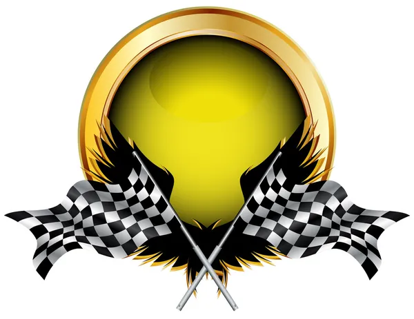 Drapeaux de course et bouton doré — Image vectorielle