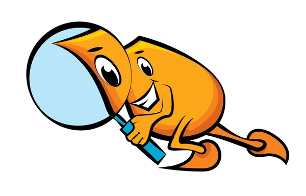 Cartoon Χαρακτήρα Blinky Μεγεθυντικό Φακό Διανυσματική Απεικόνιση — Διανυσματικό Αρχείο