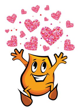 Blinky and hearts, vector illustration clipart