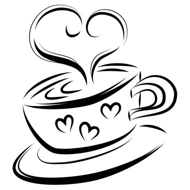 Love coffee line art, vector illustration clipart