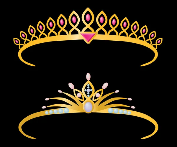 Dos tiaras doradas — Vector de stock