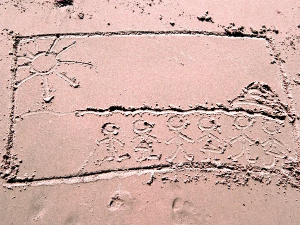 stock image Drawing in the pink sand