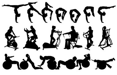 Silhouettes woman fitness clipart