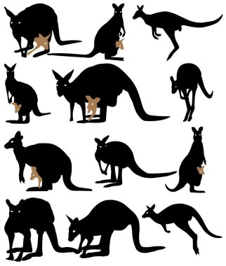 Silhouette kangaroo clipart