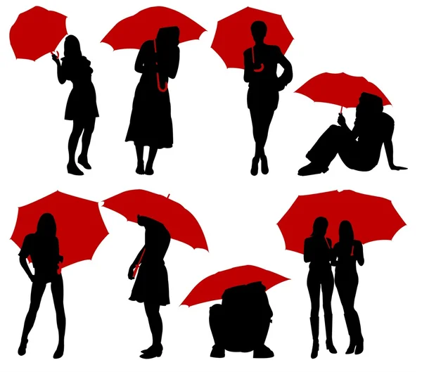 Νεαρή γυναίκα με ομπρέλα — Διανυσματικό Αρχείο