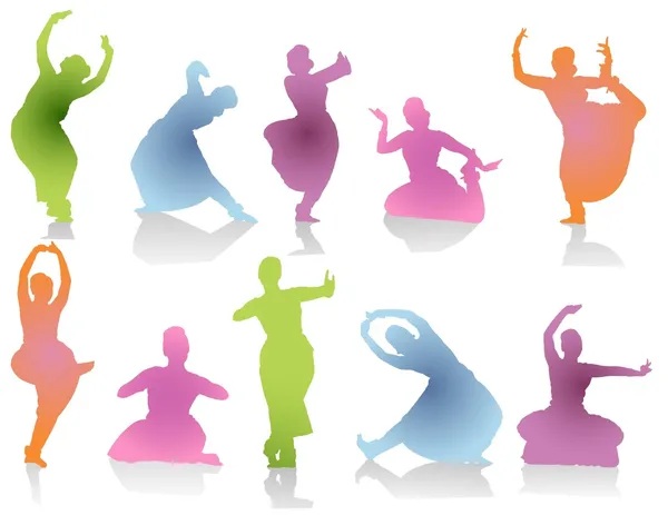 Danses traditionnelles thaïlandaises en couleur — Image vectorielle
