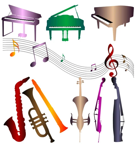 Silhouettes musical instrument — Stock Vector