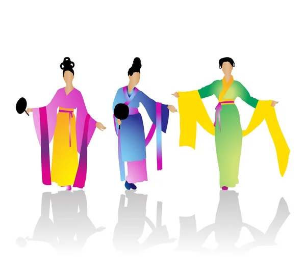 Силуэты японской девушки — стоковый вектор