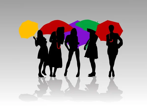 傘を持っている若い女性 — ストックベクタ