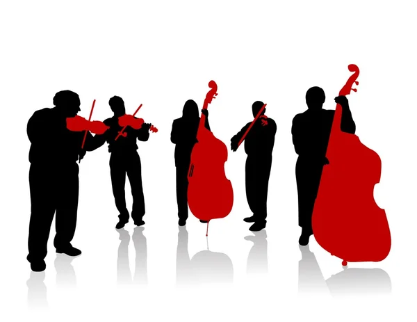 Silhouettes Singing band — Stock Vector