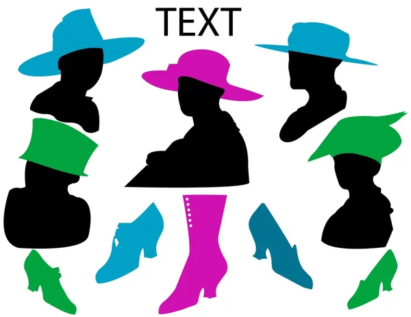 Uppsättning kvinna hattar — Stock vektor