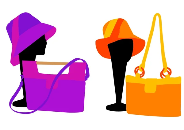 Väskor och hattar för kvinnor — Stock vektor