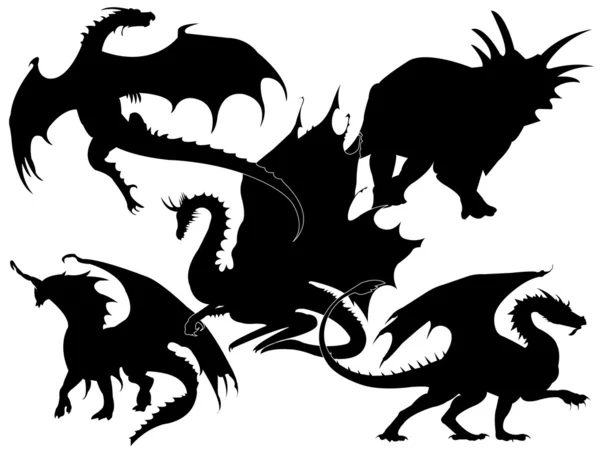 Коллекция драконов — стоковый вектор