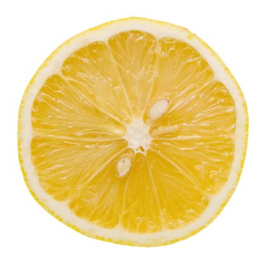 Beyaz arka planda bir dilim limon