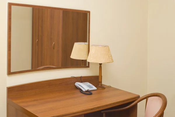 stock image Interior with a table and a mirror in hotel