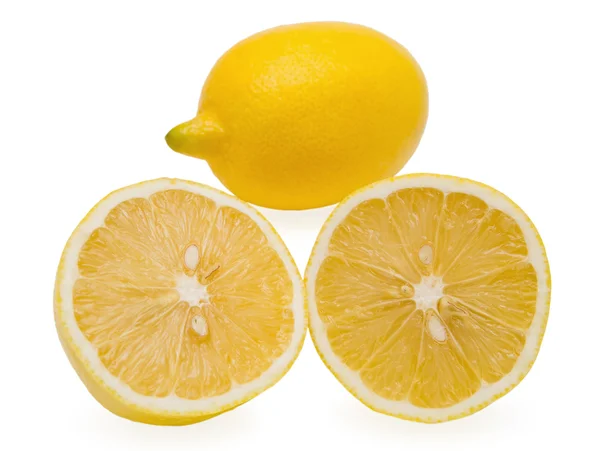 한 레몬과 레몬의 두 세그먼트 — 스톡 사진