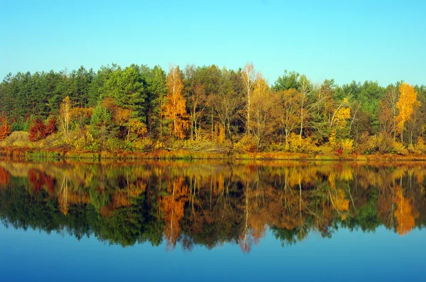Живописный осенний пейзаж на реке — стоковое фото