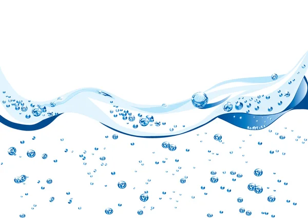优雅波浪设计与水里的气泡 — 图库矢量图片